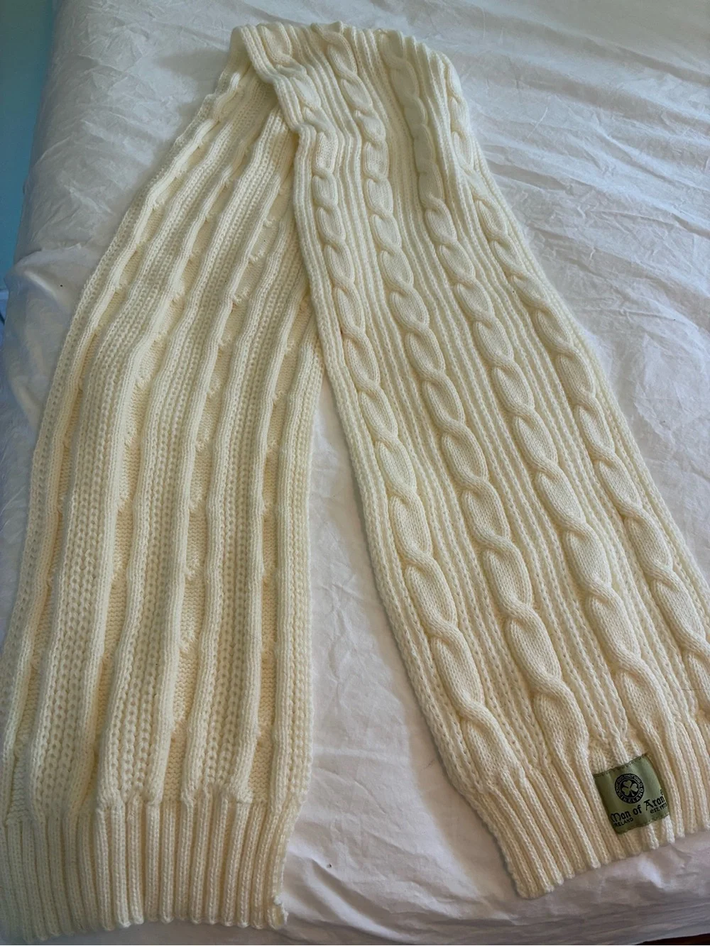 Man of Adam Irish Cream Cable Knit Scarf